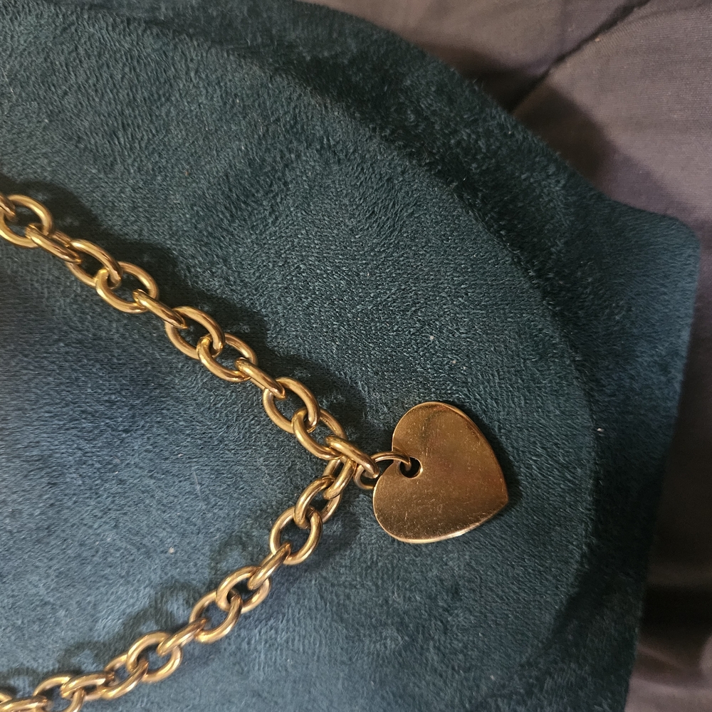 Edford Stainless Steel Gold Heart Necklace with Classic Chain - Picture 3 of 6